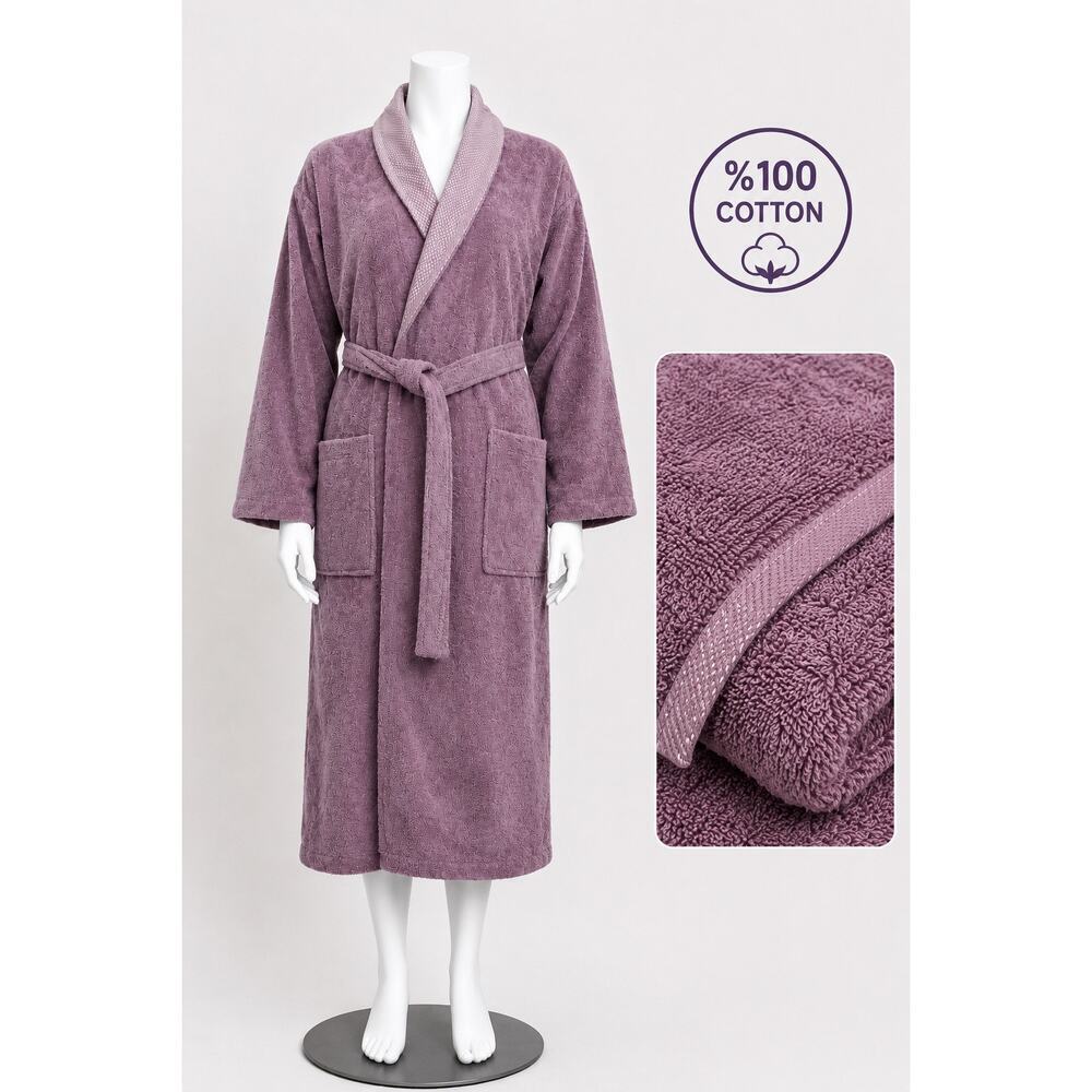 NEW Turkish 100% Cotton Bathrobe Large XL Purple Towel Robe Soft Luxury